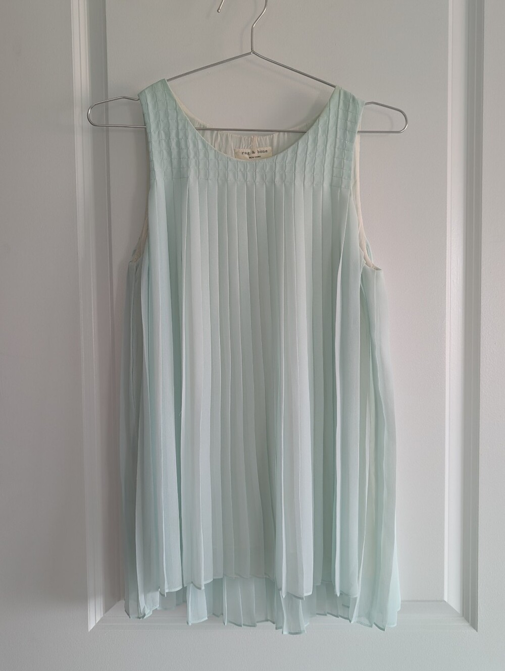 Rag & Bone Seafoam Pleated Chiffon Blouse